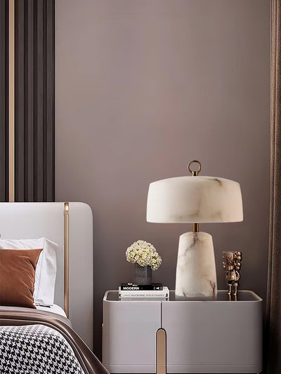 Eurvynyra Drum Alabaster Table Lamp