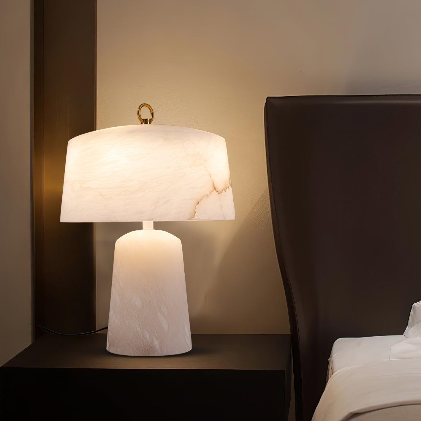 Eurvynyra Drum Alabaster Table Lamp