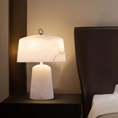 Eurvynyra Drum Alabaster Table Lamp