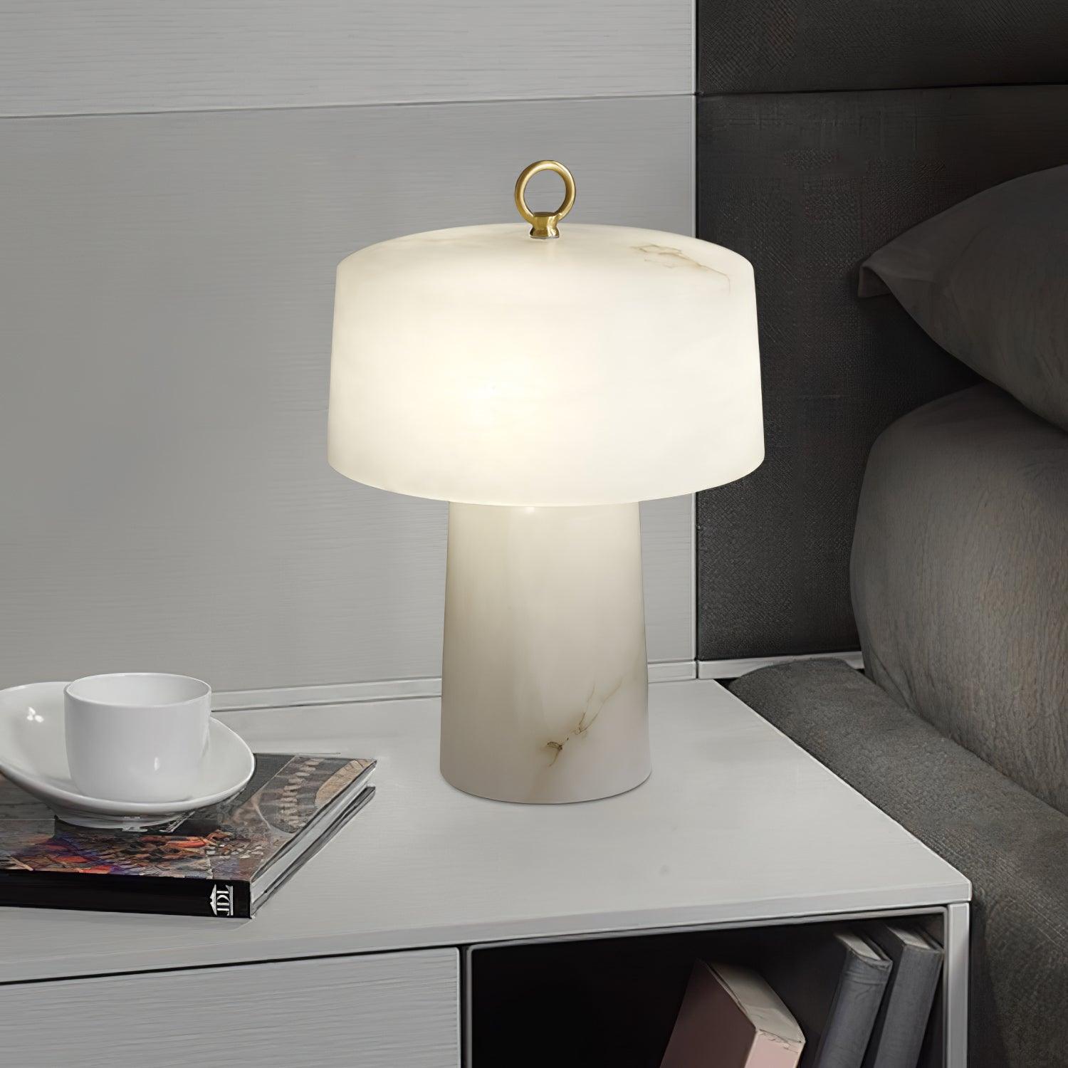 Eurvynyra Drum Alabaster Table Lamp