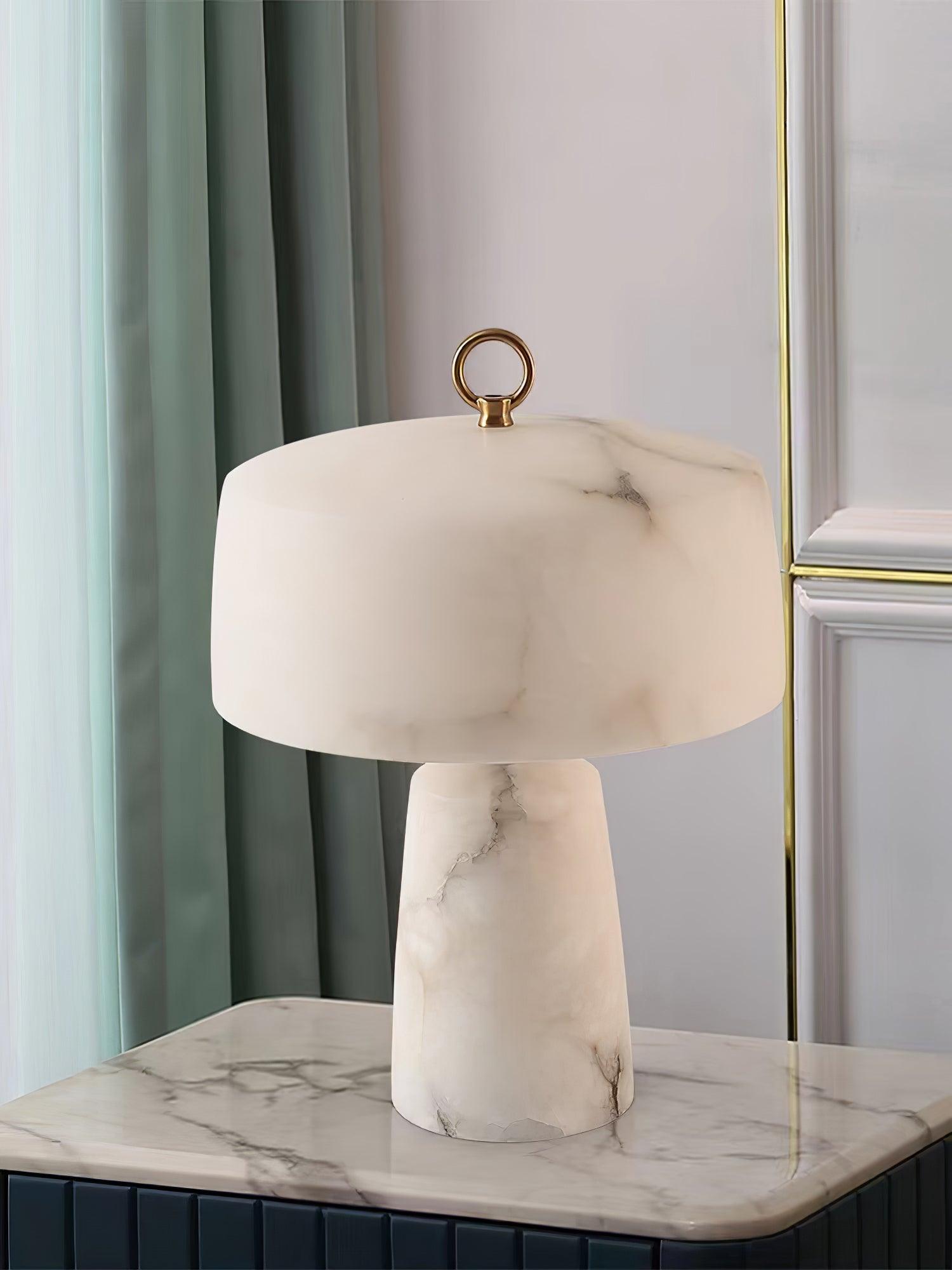Eurvynyra Drum Alabaster Table Lamp