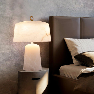 Eurvynyra Drum Alabaster Table Lamp