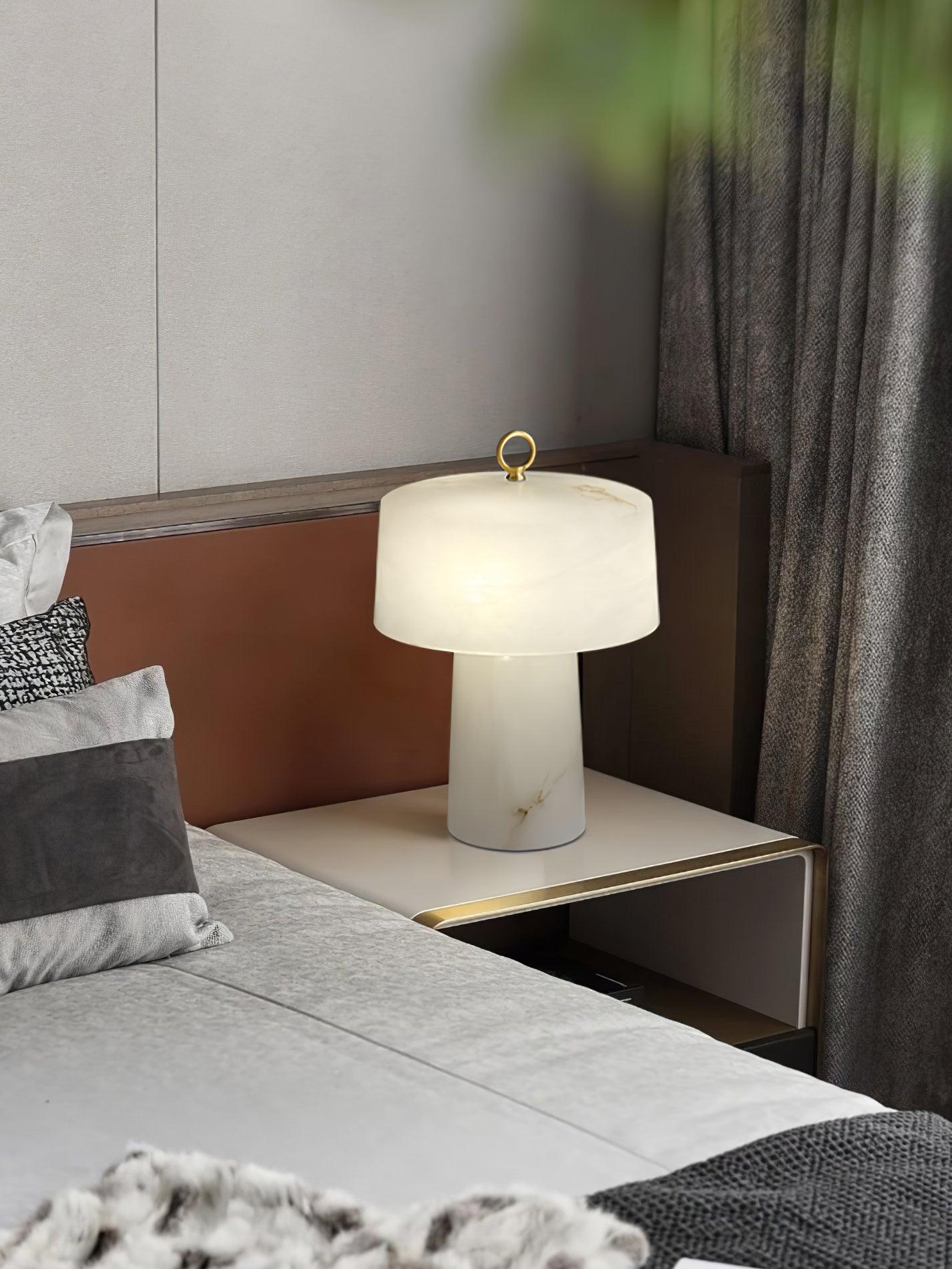 Eurvynyra Drum Alabaster Table Lamp