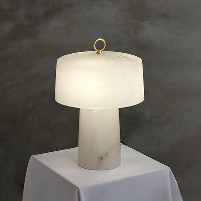 Eurvynyra Drum Alabaster Table Lamp