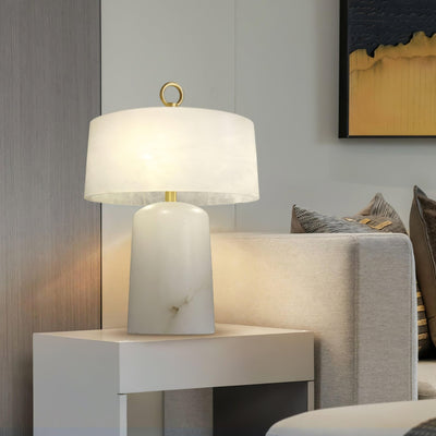 Eurvynyra Drum Alabaster Table Lamp