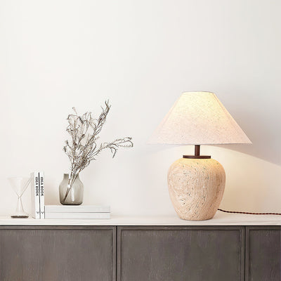 Cazorus Globular Travertine Table Lamp
