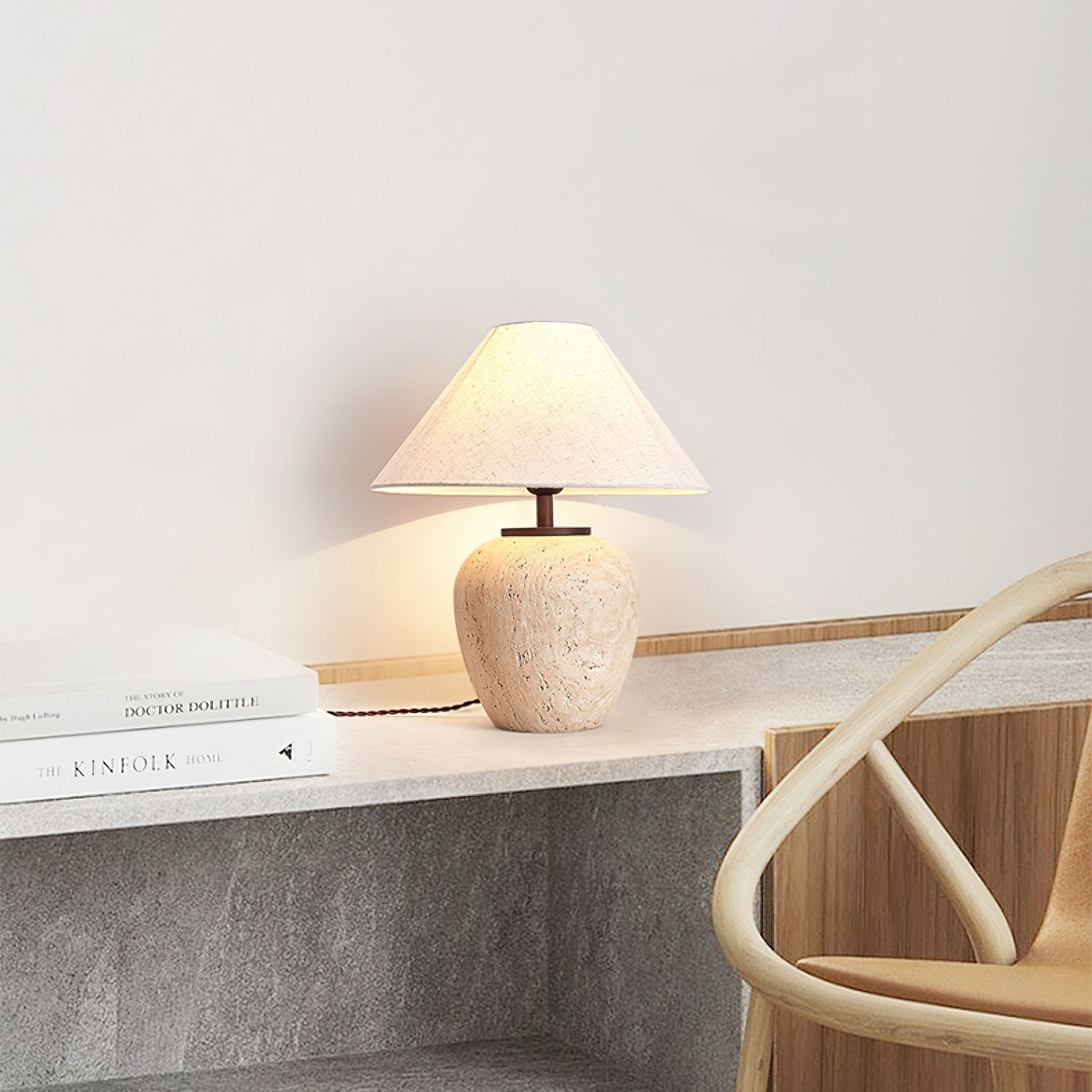 Cazorus Globular Travertine Table Lamp