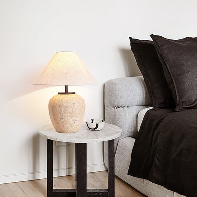 Cazorus Globular Travertine Table Lamp