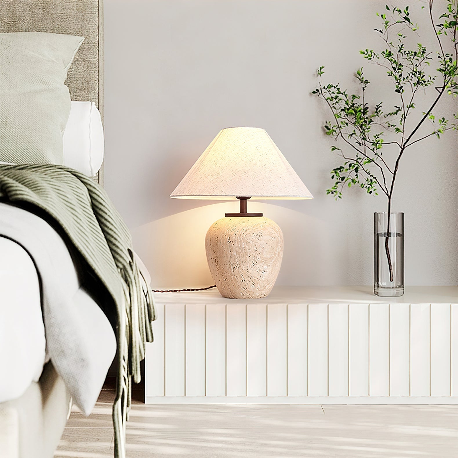 Cazorus Globular Travertine Table Lamp