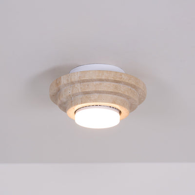 Zadoraris Tiered-Disc Travertine Ceiling Light