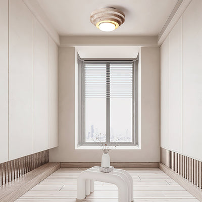Zadoraris Tiered-Disc Travertine Ceiling Light