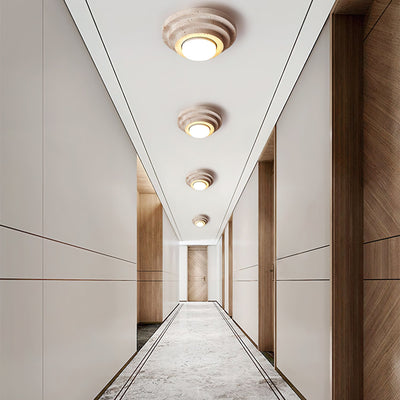 Zadoraris Tiered-Disc Travertine Ceiling Light