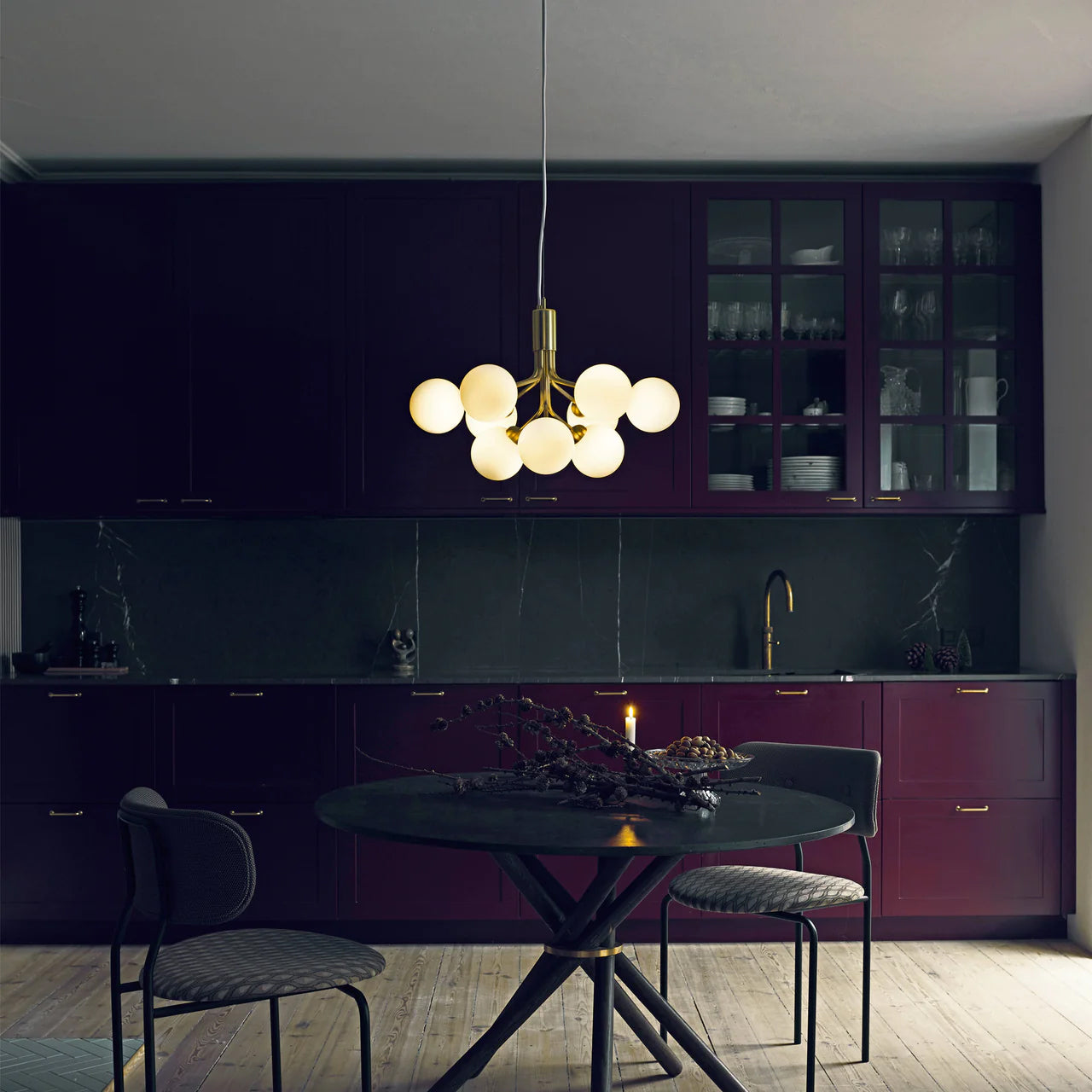 Eirelelle Pendant Lamp Glass Globe Cluster Brass