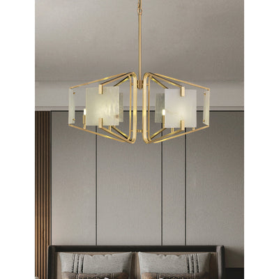 Plotuvys Postmodern Luxury Brass Alabaster Chandelier