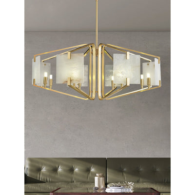 Plotuvys Postmodern Luxury Brass Alabaster Chandelier