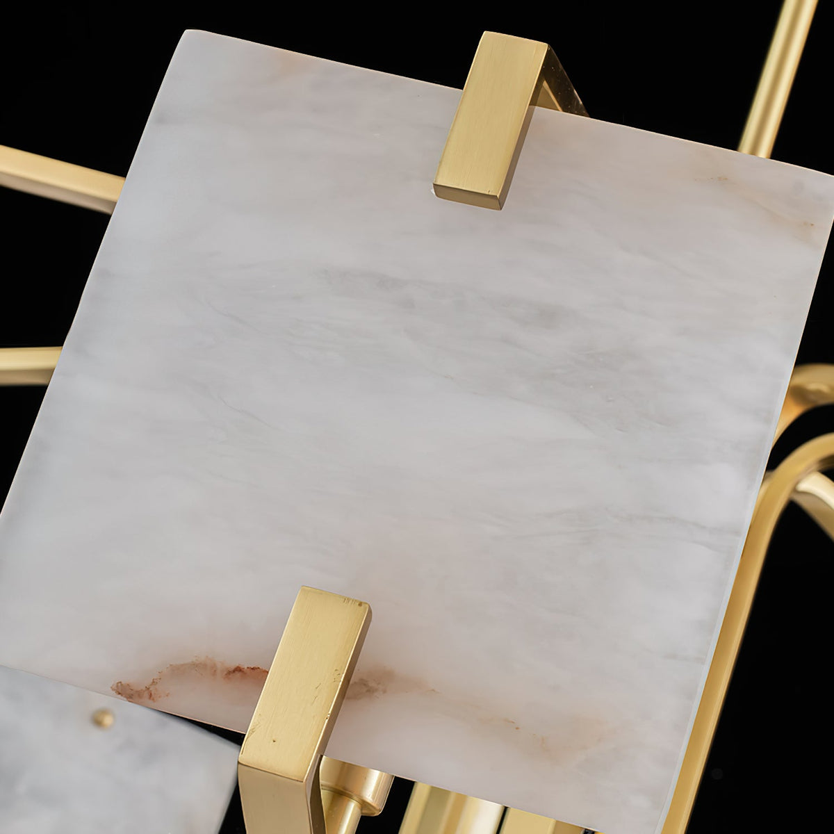 Plotuvys Postmodern Luxury Brass Alabaster Chandelier