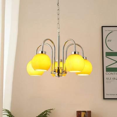 Liororian Chandelier Yellow Glass Globes
