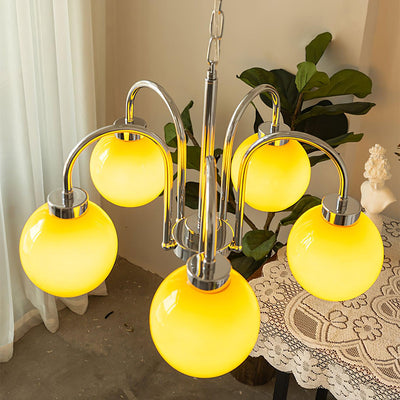 Liororian Chandelier Yellow Glass Globes