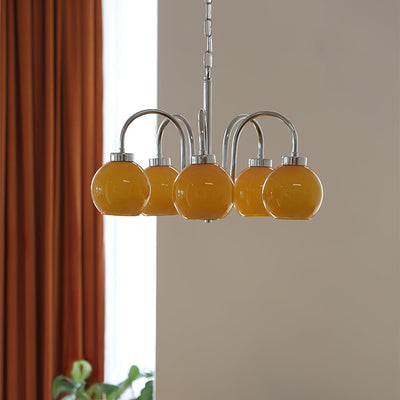 Liororian Chandelier Yellow Glass Globes