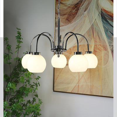 Liororian Chandelier Yellow Glass Globes