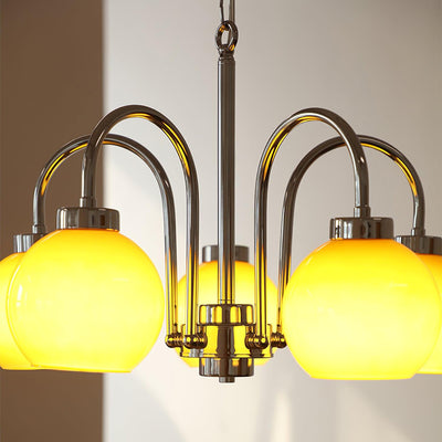 Liororian Chandelier Yellow Glass Globes