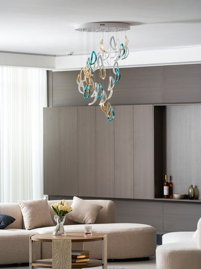 AquaFlux Grand Cascade Ripple Glass Art Customize Chandelier