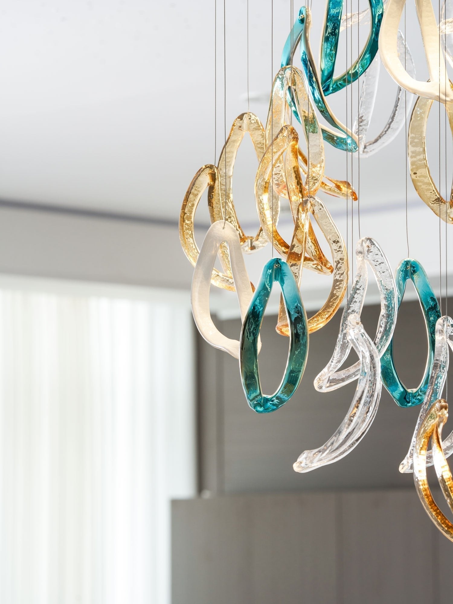 AquaFlux Grand Cascade Ripple Glass Art Customize Chandelier