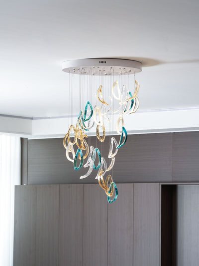AquaFlux Grand Cascade Ripple Glass Art Customize Chandelier