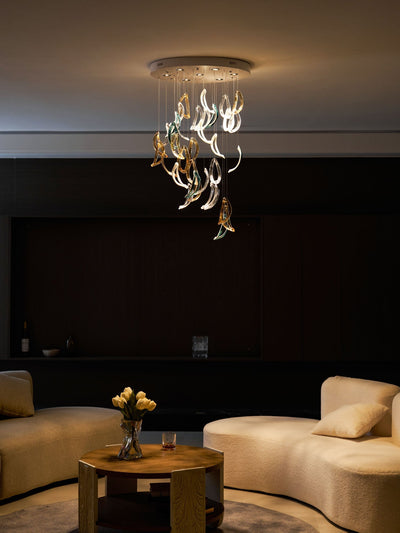 AquaFlux Grand Cascade Ripple Glass Art Customize Chandelier