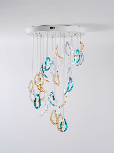 AquaFlux Grand Cascade Ripple Glass Art Customize Chandelier