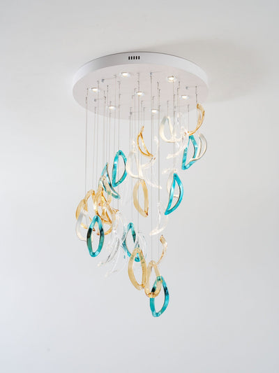 AquaFlux Grand Cascade Ripple Glass Art Customize Chandelier