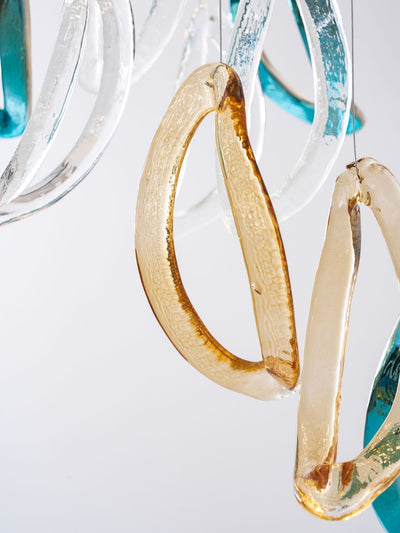 AquaFlux Grand Cascade Ripple Glass Art Customize Chandelier