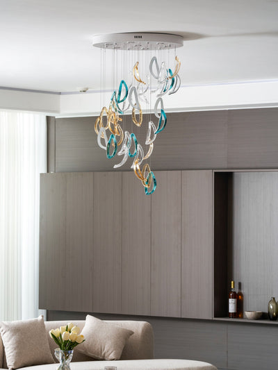 AquaFlux Grand Cascade Ripple Glass Art Customize Chandelier