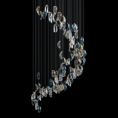 AquaFlux Grand Cascade Ripple Glass Art Customize Chandelier