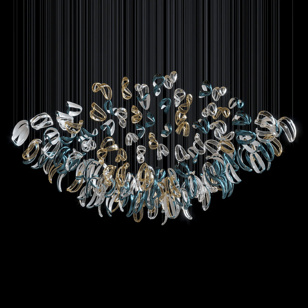 AquaFlux Grand Cascade Ripple Glass Art Customize Chandelier