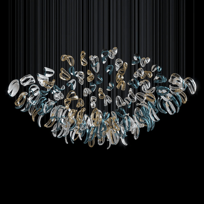AquaFlux Grand Cascade Ripple Glass Art Customize Chandelier