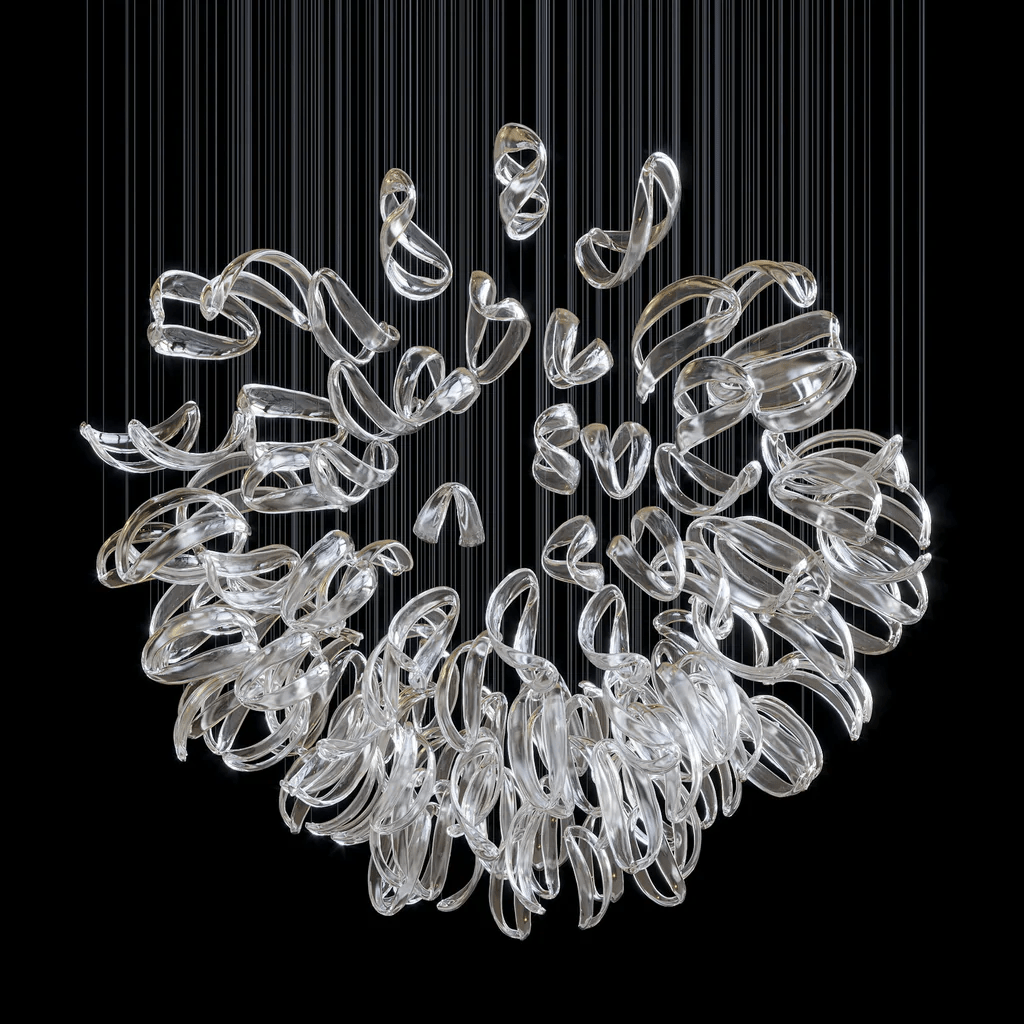 AquaFlux Grand Cascade Ripple Glass Art Customize Chandelier