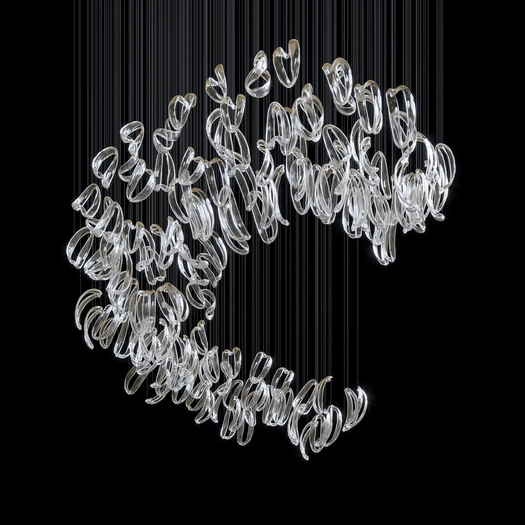 AquaFlux Grand Cascade Ripple Glass Art Customize Chandelier