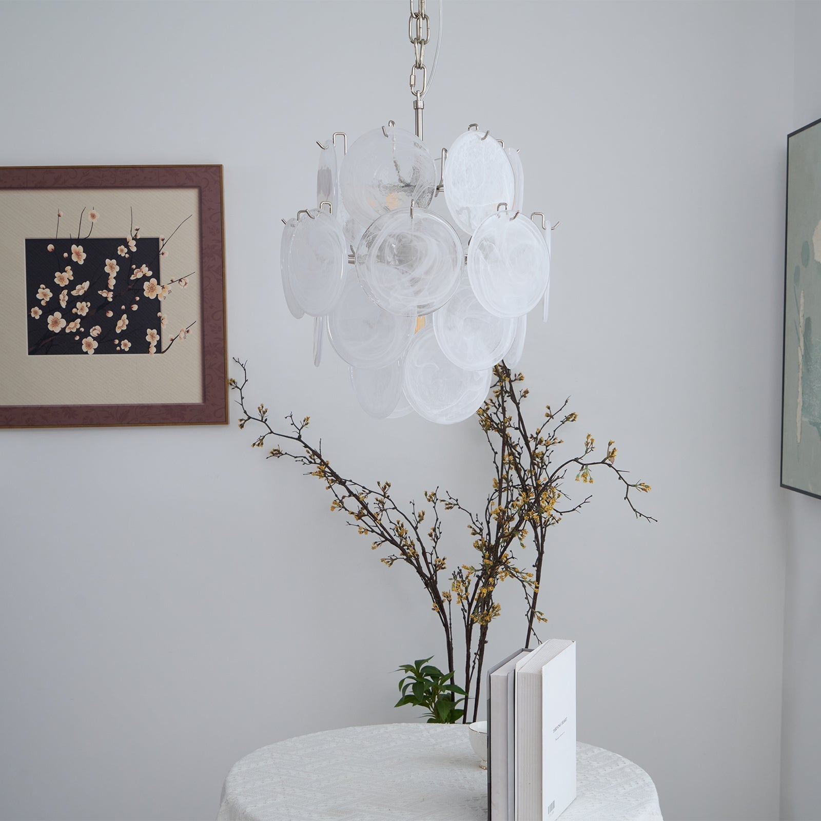 Lioruora Chandelier Apricot Murano Glass Disc Layered Artistic