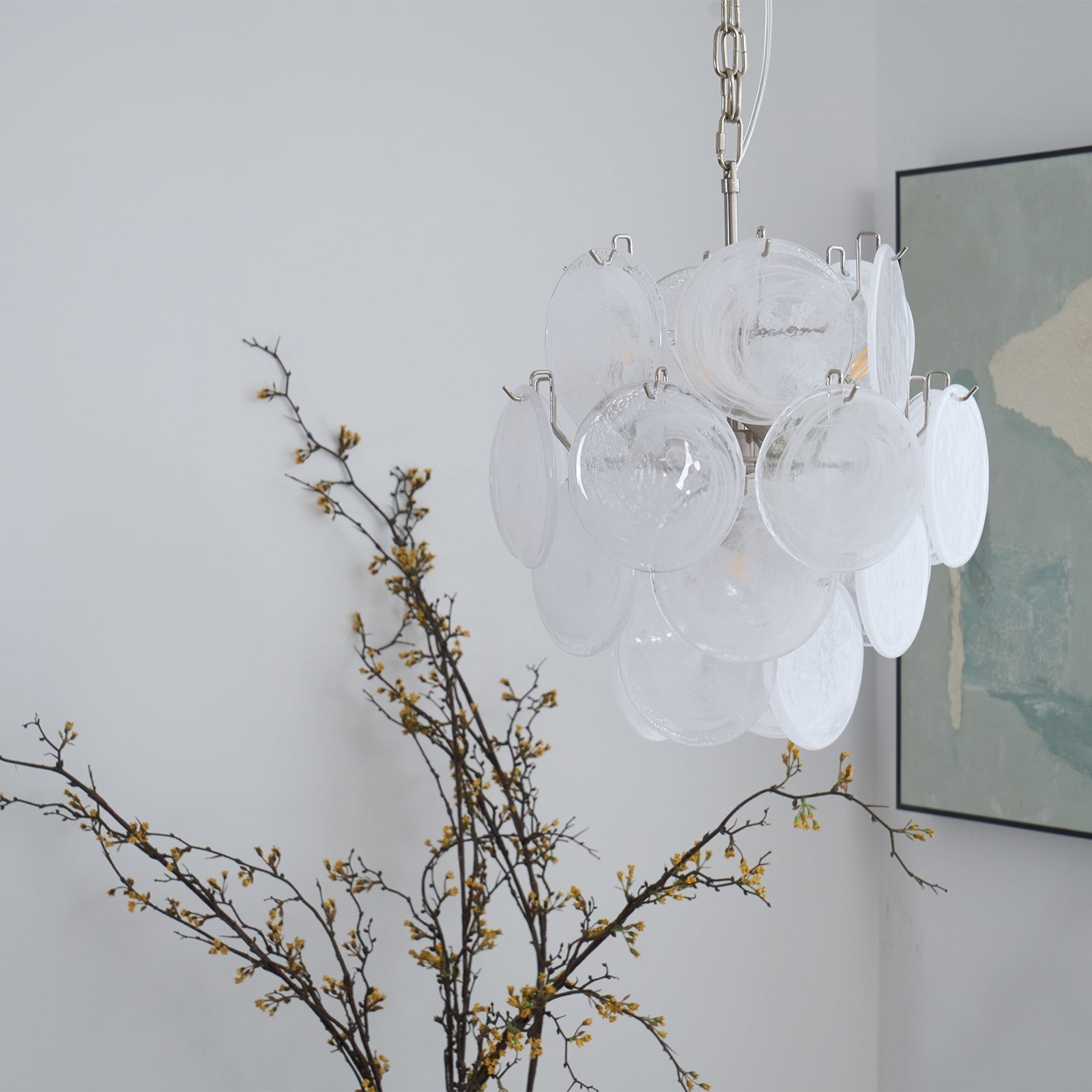 Lioruora Chandelier Apricot Murano Glass Disc Layered Artistic