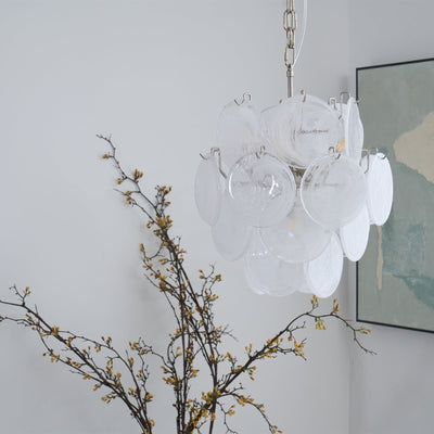 Lioruora Chandelier Apricot Murano Glass Disc Layered Artistic
