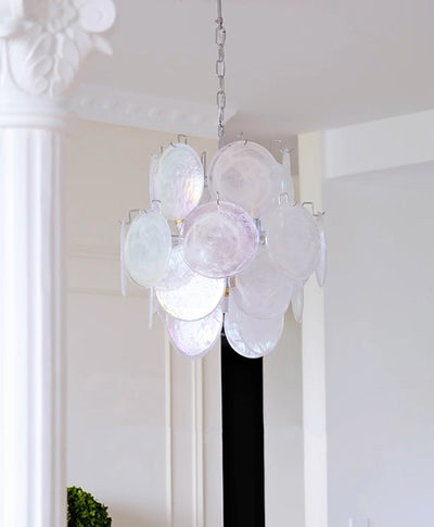 Lioruora Chandelier Apricot Murano Glass Disc Layered Artistic