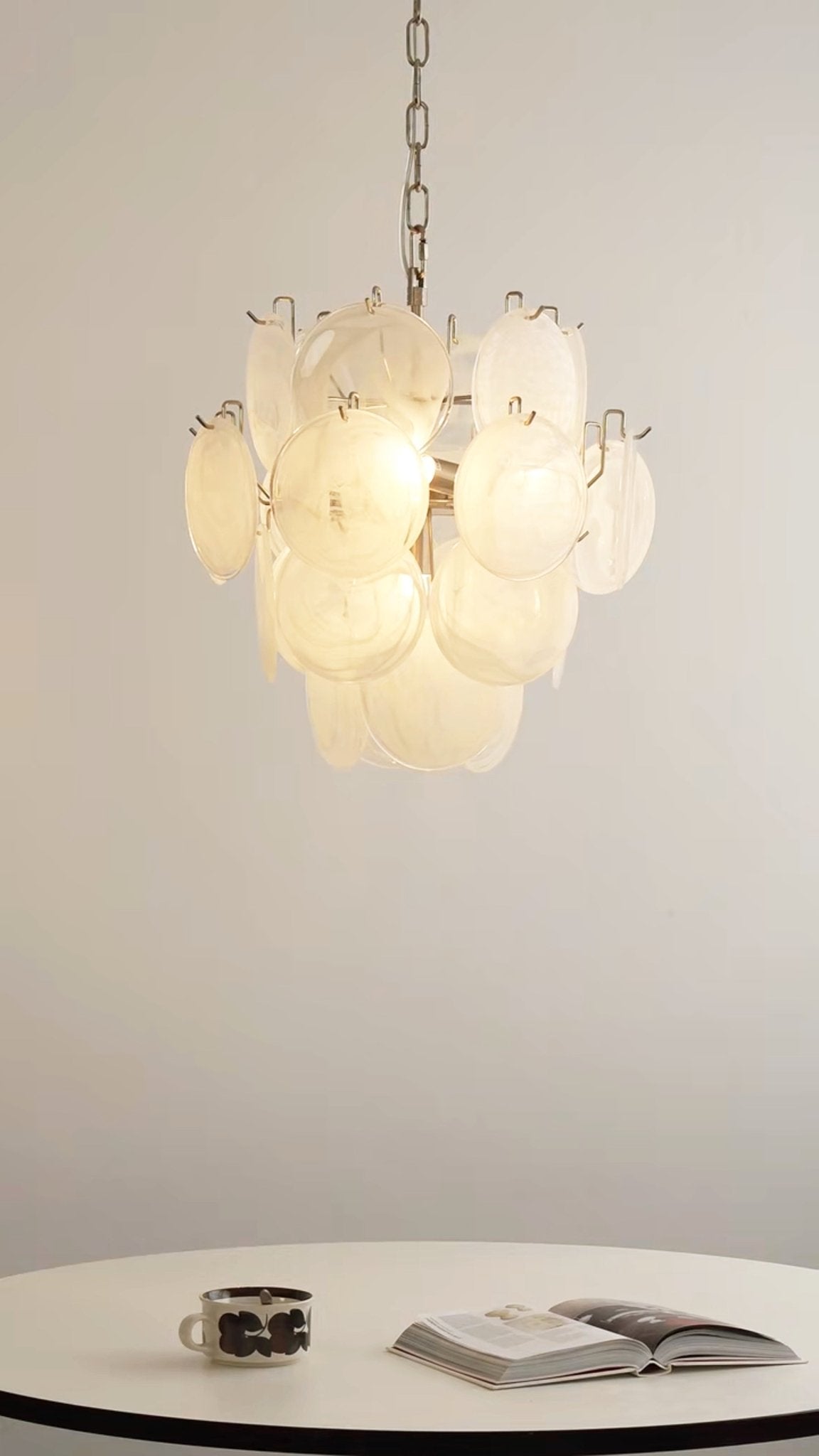 Lioruora Chandelier Apricot Murano Glass Disc Layered Artistic