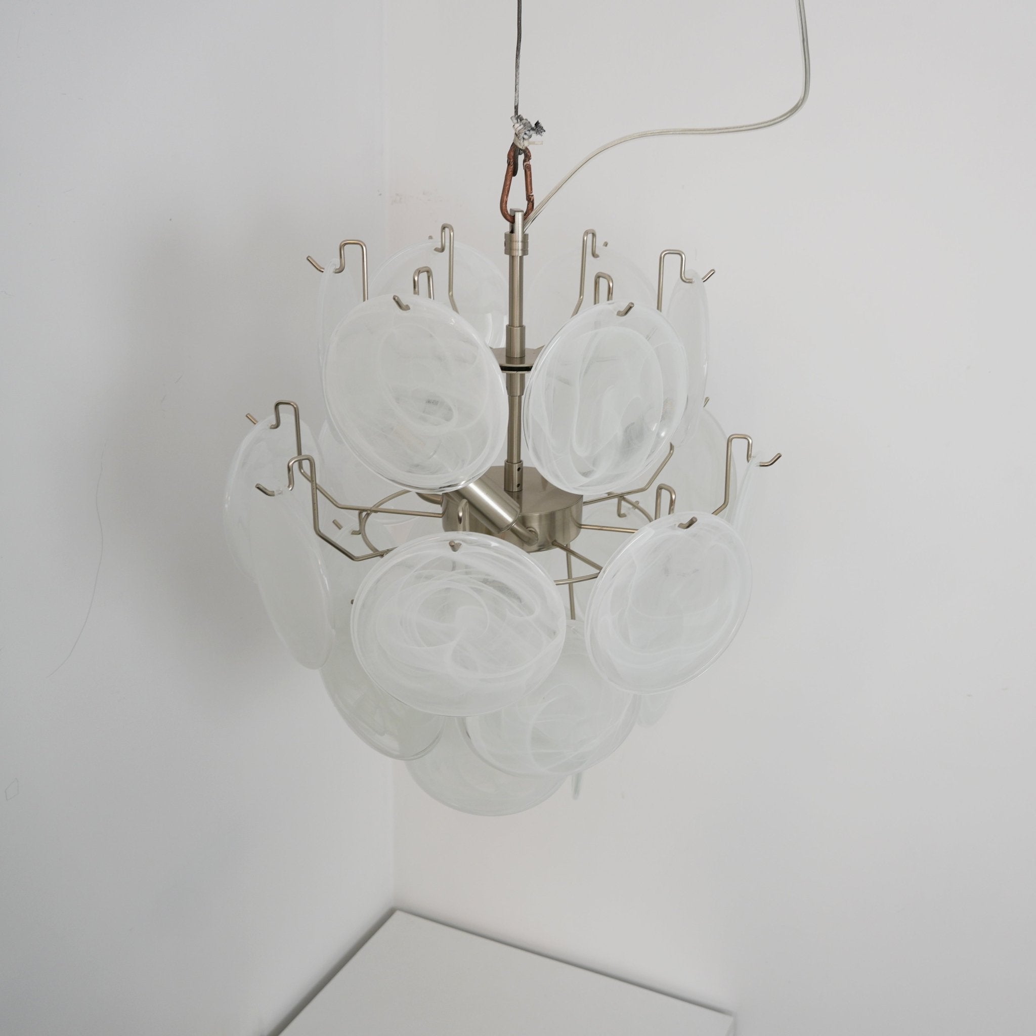 Lioruora Chandelier Apricot Murano Glass Disc Layered Artistic