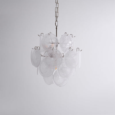 Lioruora Chandelier Apricot Murano Glass Disc Layered Artistic