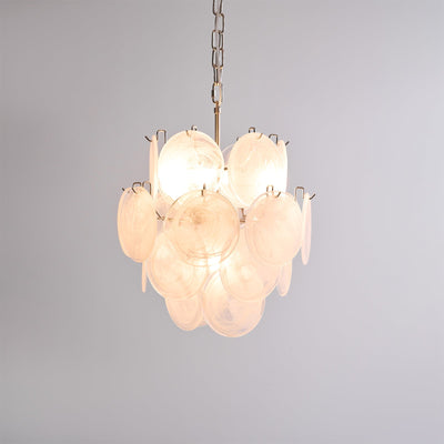 Lioruora Chandelier Apricot Murano Glass Disc Layered Artistic