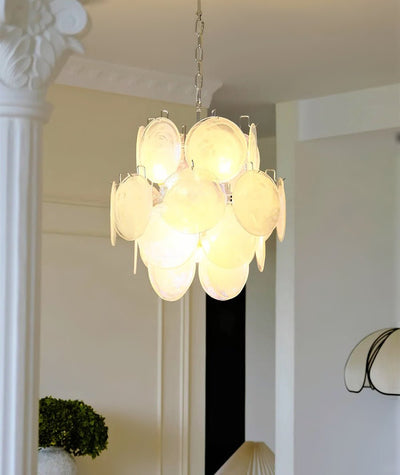 Lioruora Chandelier Apricot Murano Glass Disc Layered Artistic