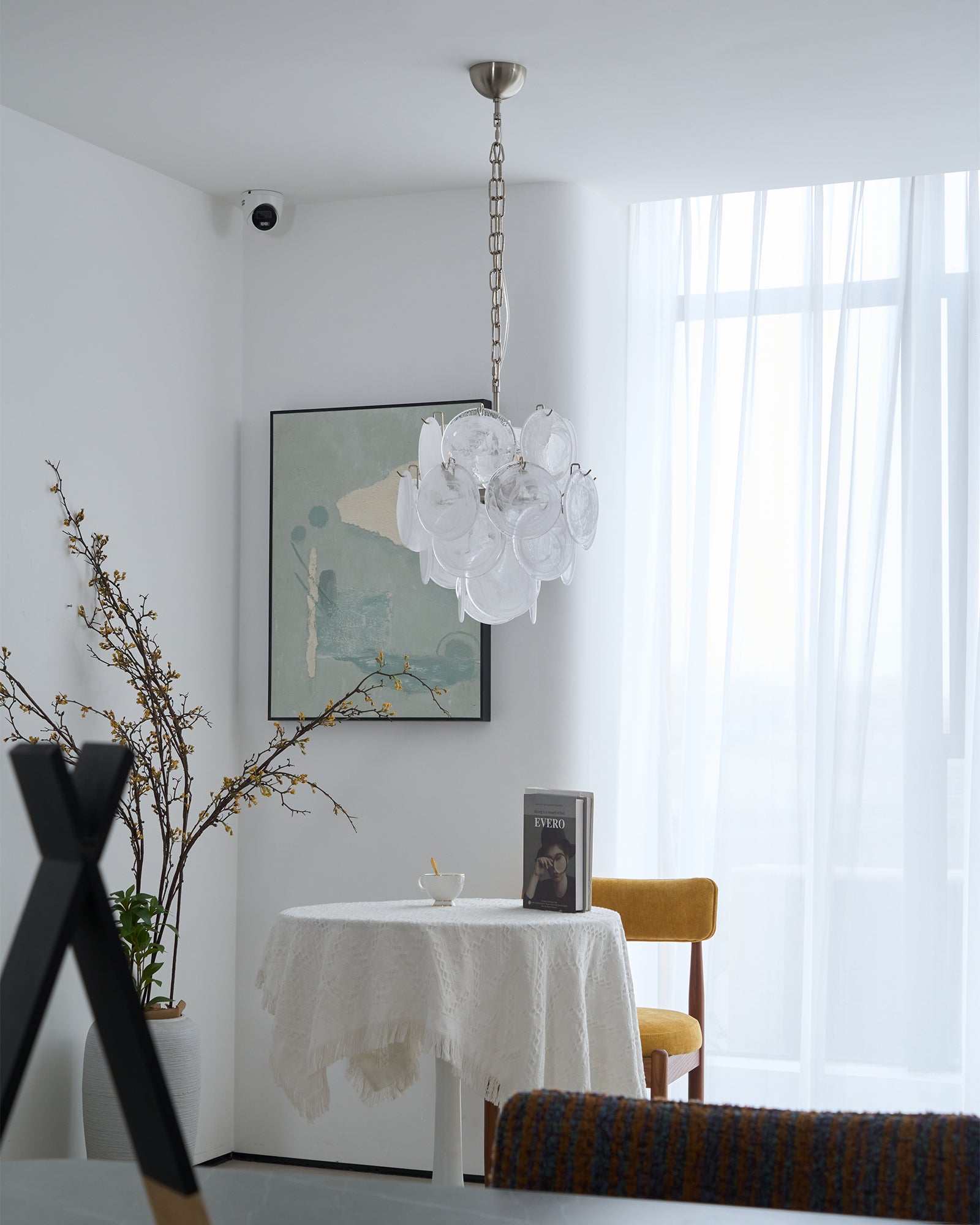 Lioruora Chandelier Apricot Murano Glass Disc Layered Artistic