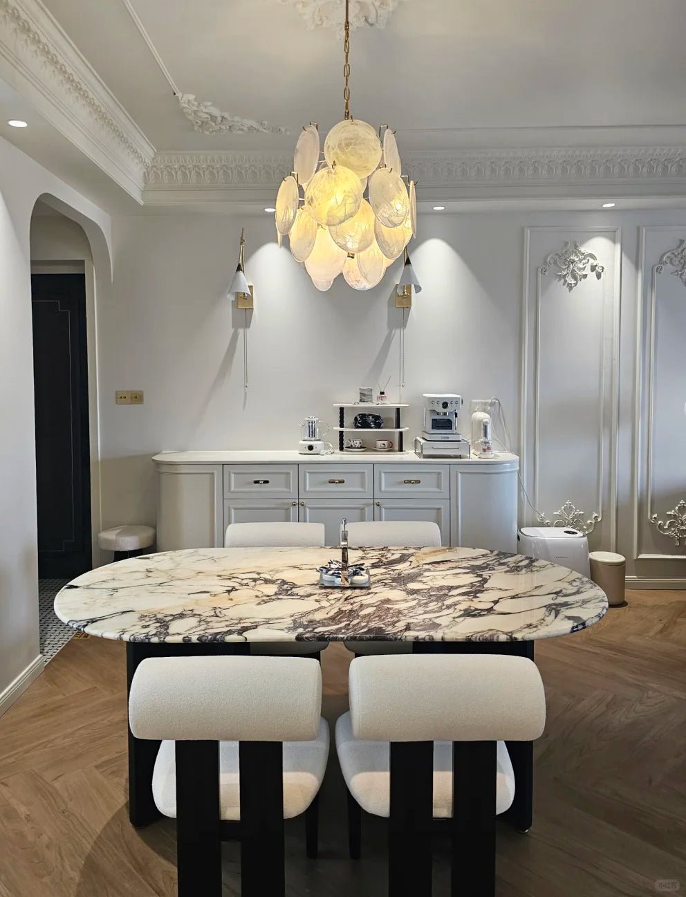 Lioruora Chandelier Apricot Murano Glass Disc Layered Artistic