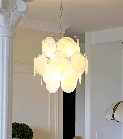 Lioruora Chandelier Apricot Murano Glass Disc Layered Artistic